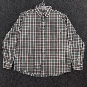 Woolrich Shirt Men's XL Green Plaid Button Down Long Sleeve Pockets Outdoor